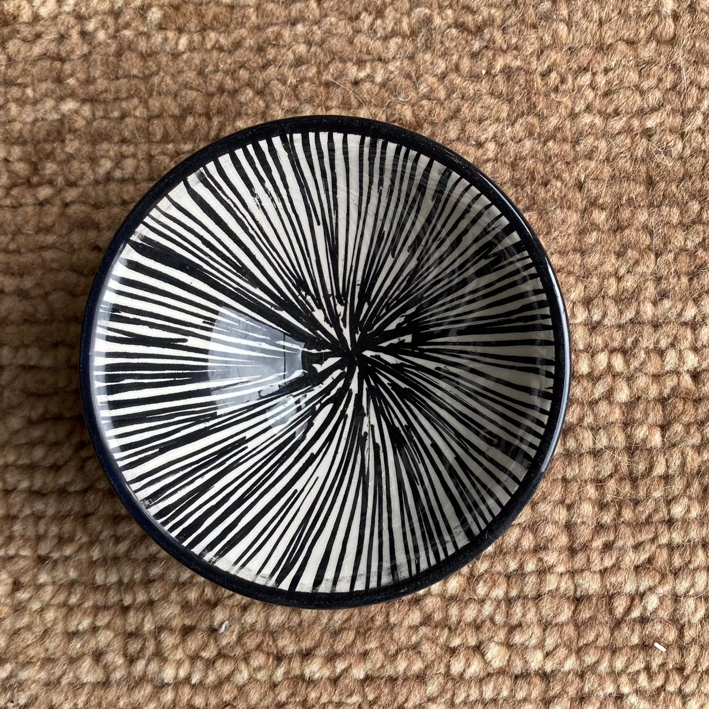 Mini Black and White Painted Ceramic Bowl