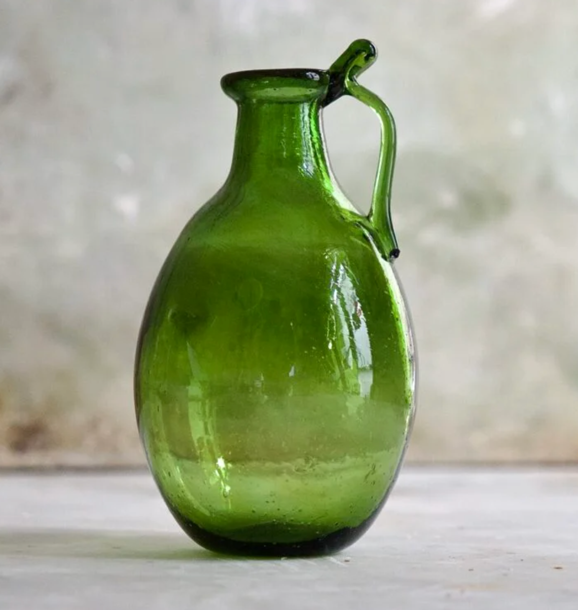 Blown Glass Bottle - Olive