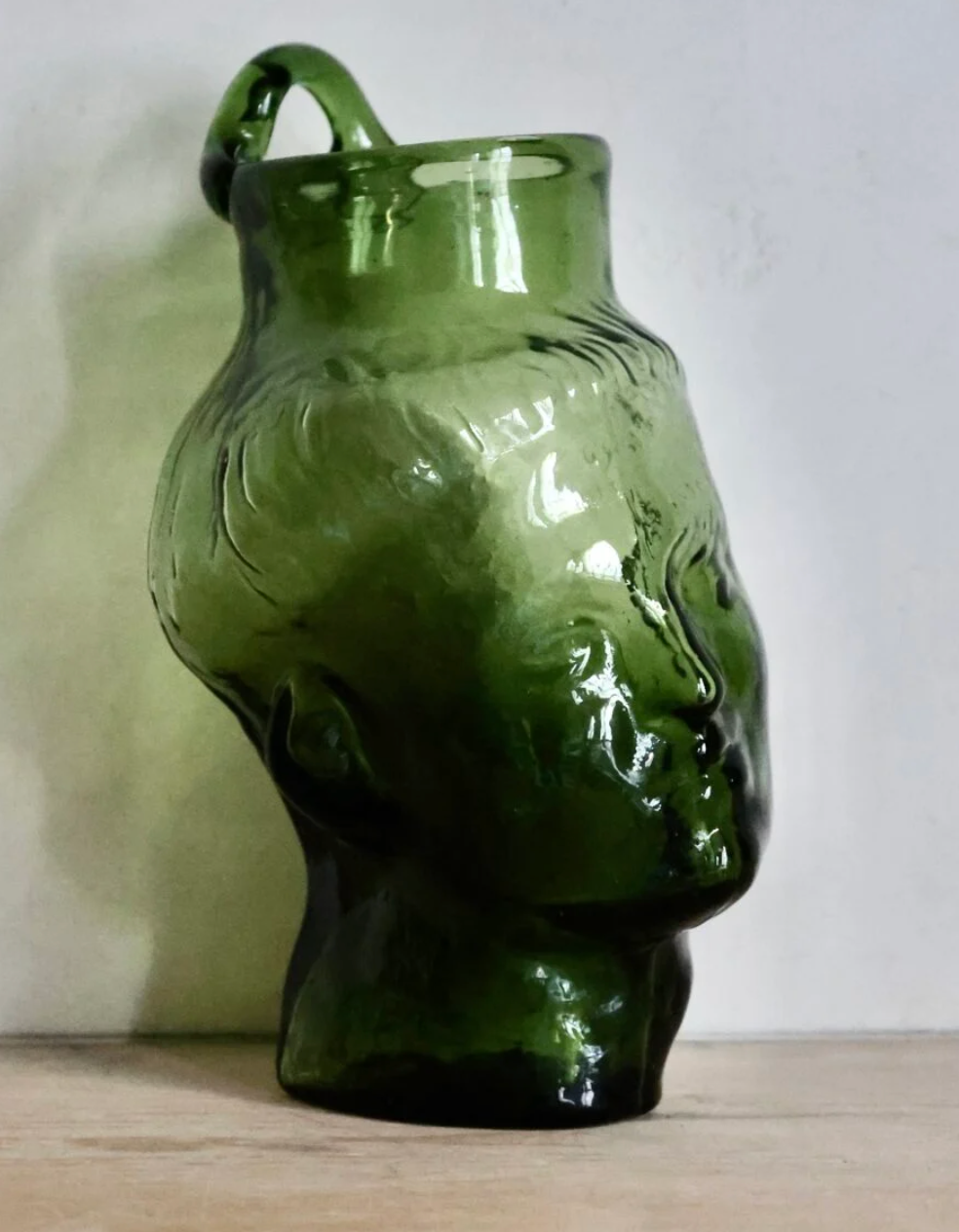 Hand Blown Glass Wall-Mounted Vase - Green