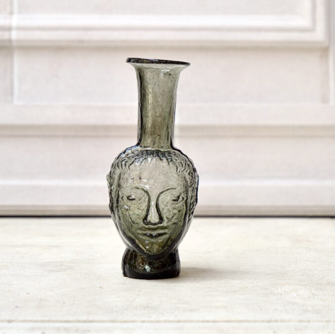 Hand Blown Glass Head Vase - Smoke