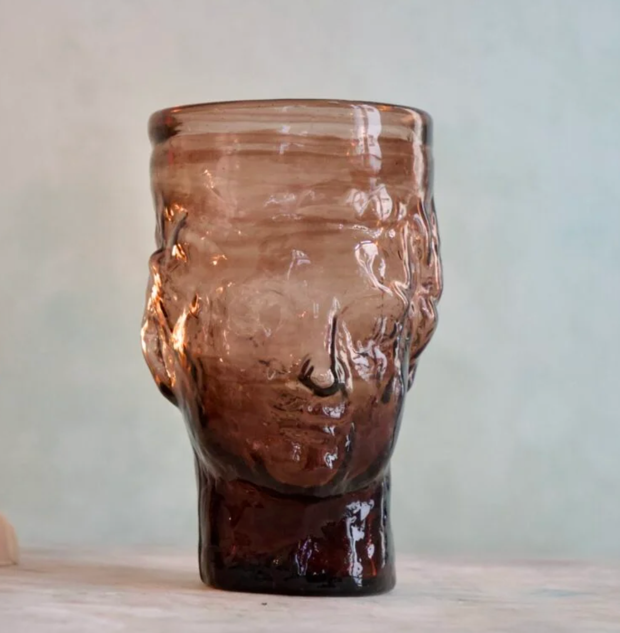 Hand Blown Glass Head Vase - Framboise