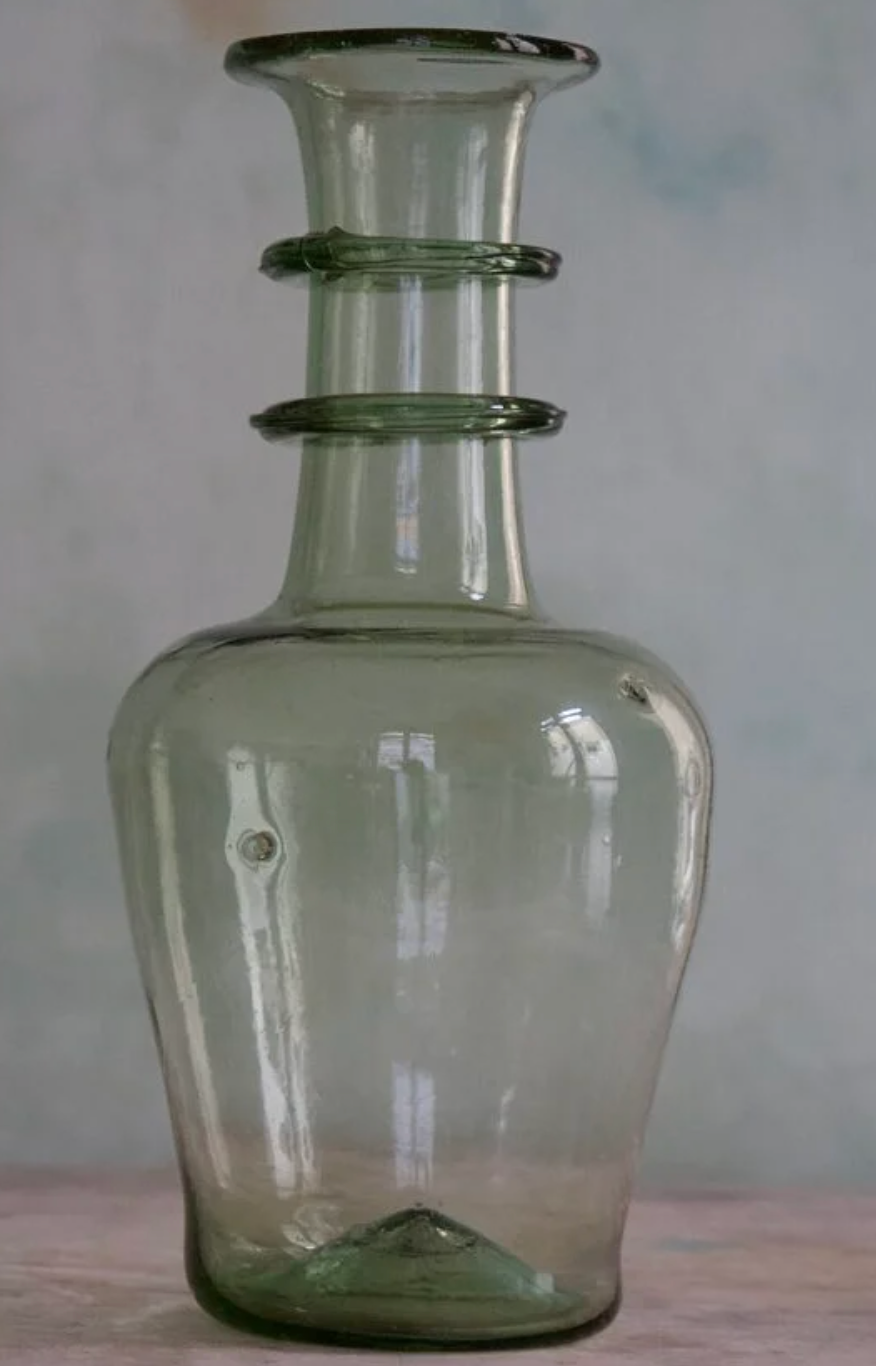 Hand Blown Glass Vase - Green Smoke
