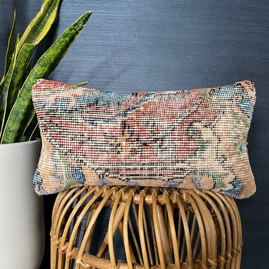 Vintage Authentic Turkish Kilim Lumbar Pillow + Fill