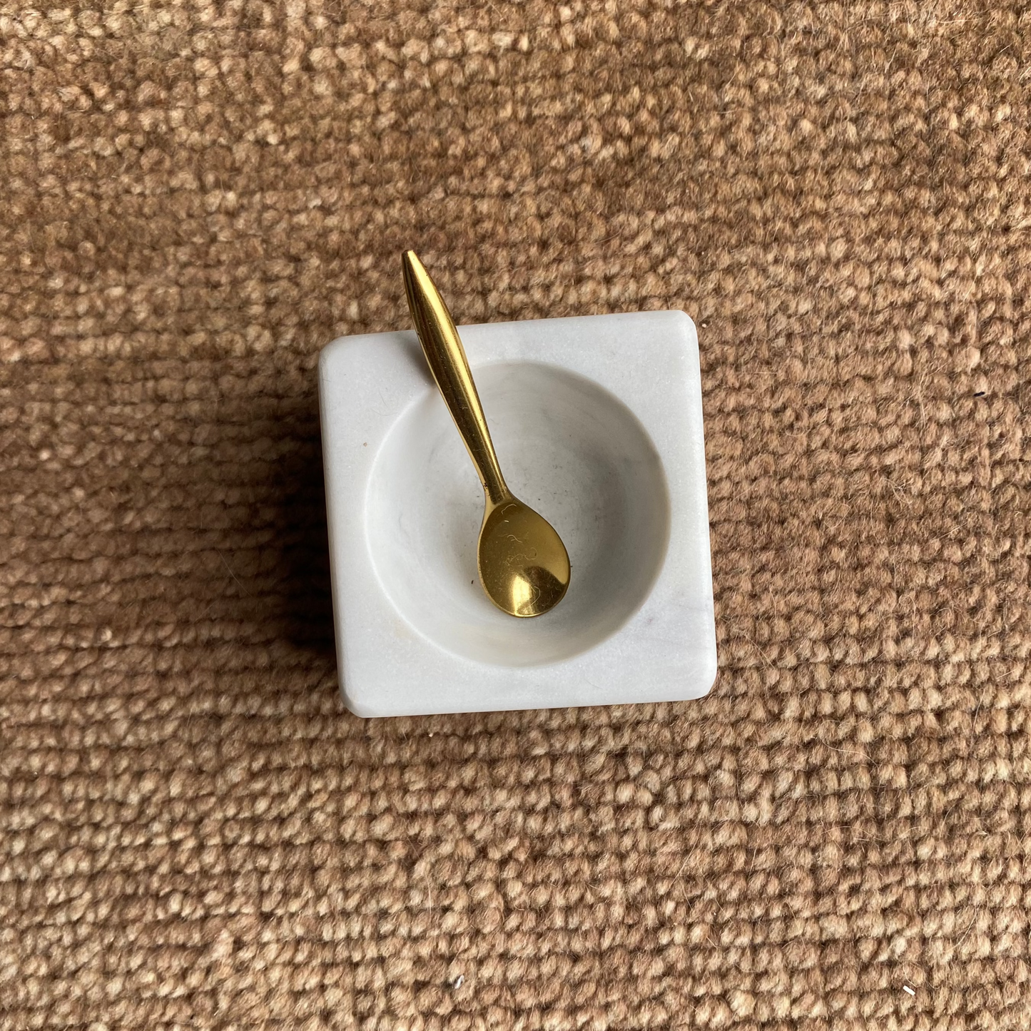 Marble Dish with Brass Spoon