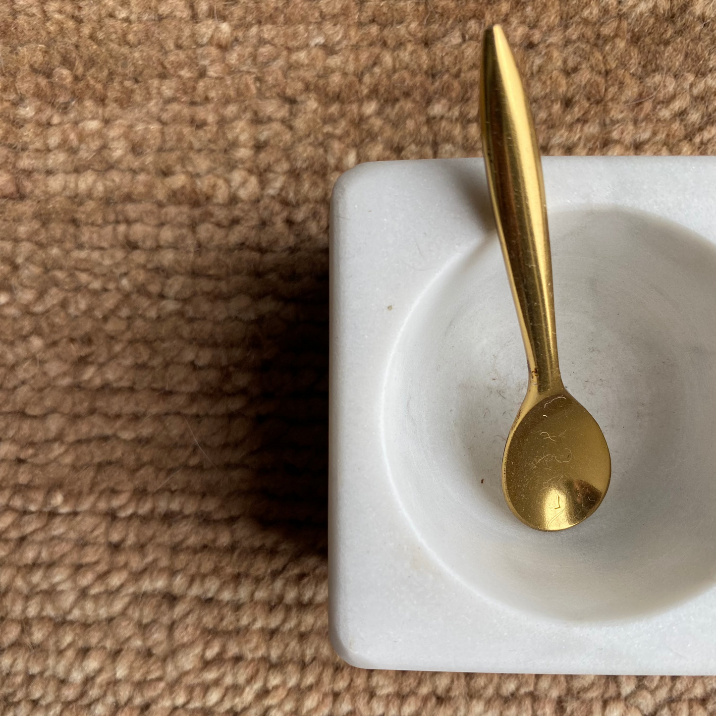 Marble Dish with Brass Spoon