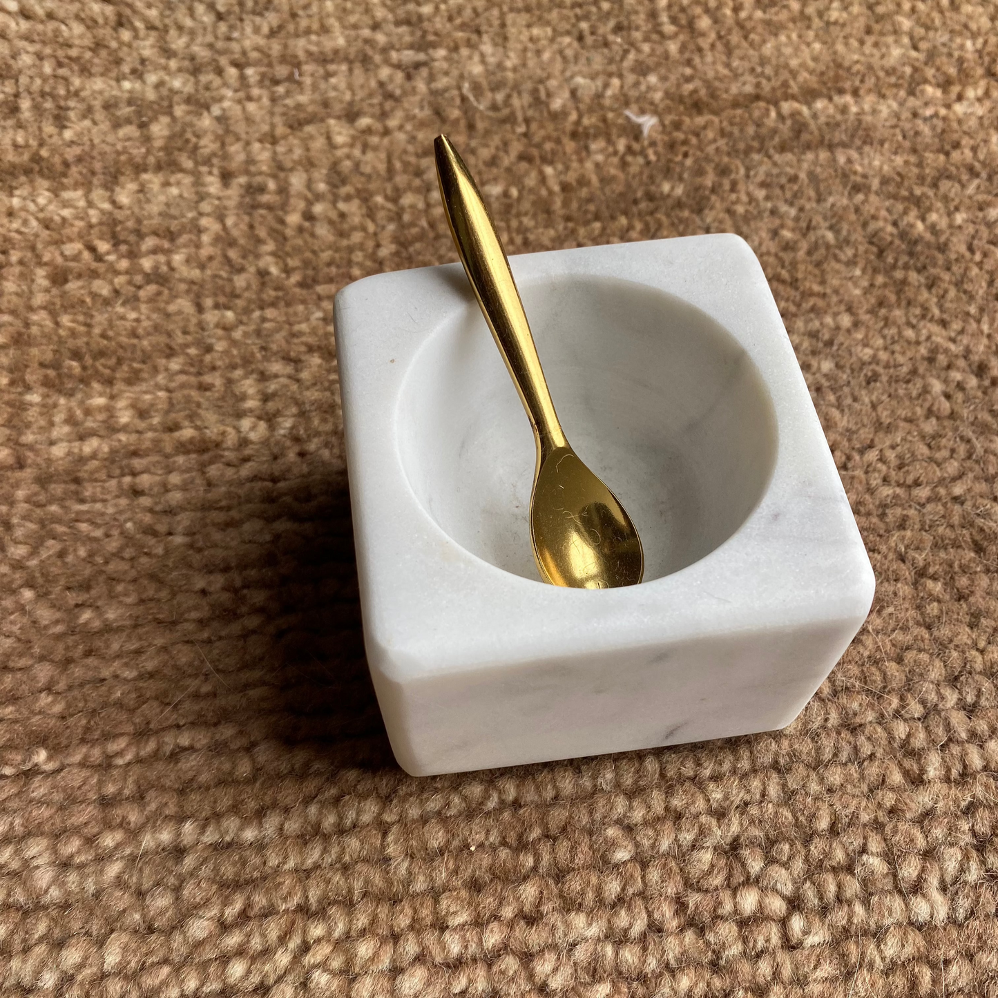 Marble Dish with Brass Spoon