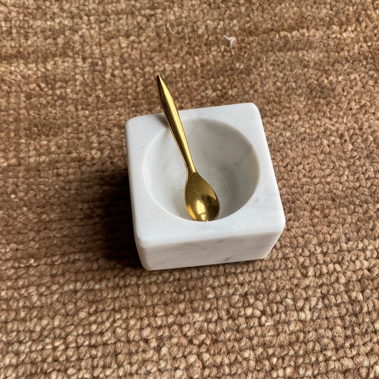 Marble Dish with Brass Spoon