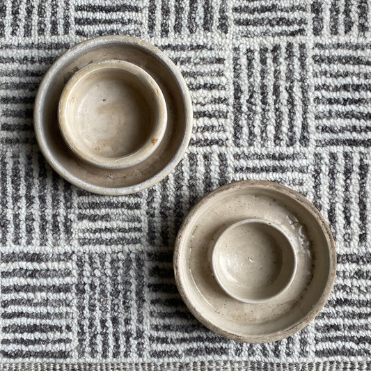 Beige Double Bowl Ceramic Dish