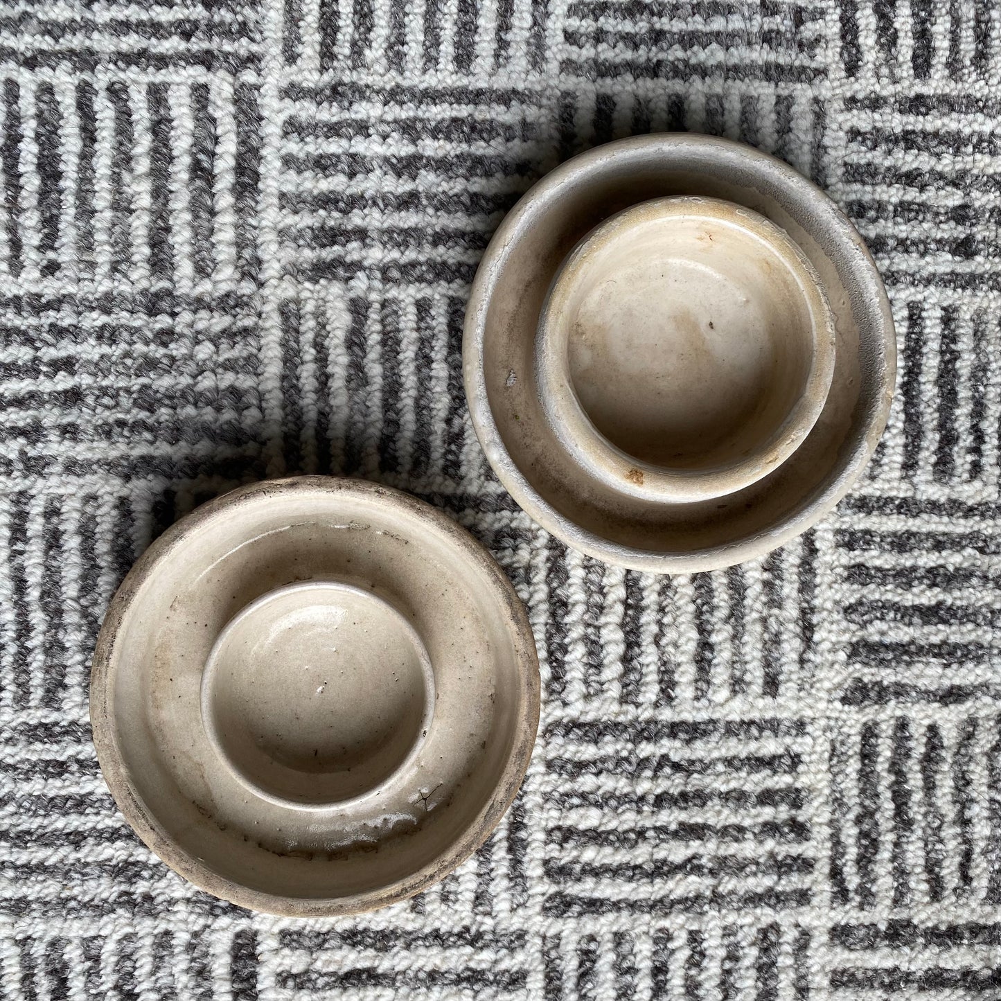 Beige Double Bowl Ceramic Dish