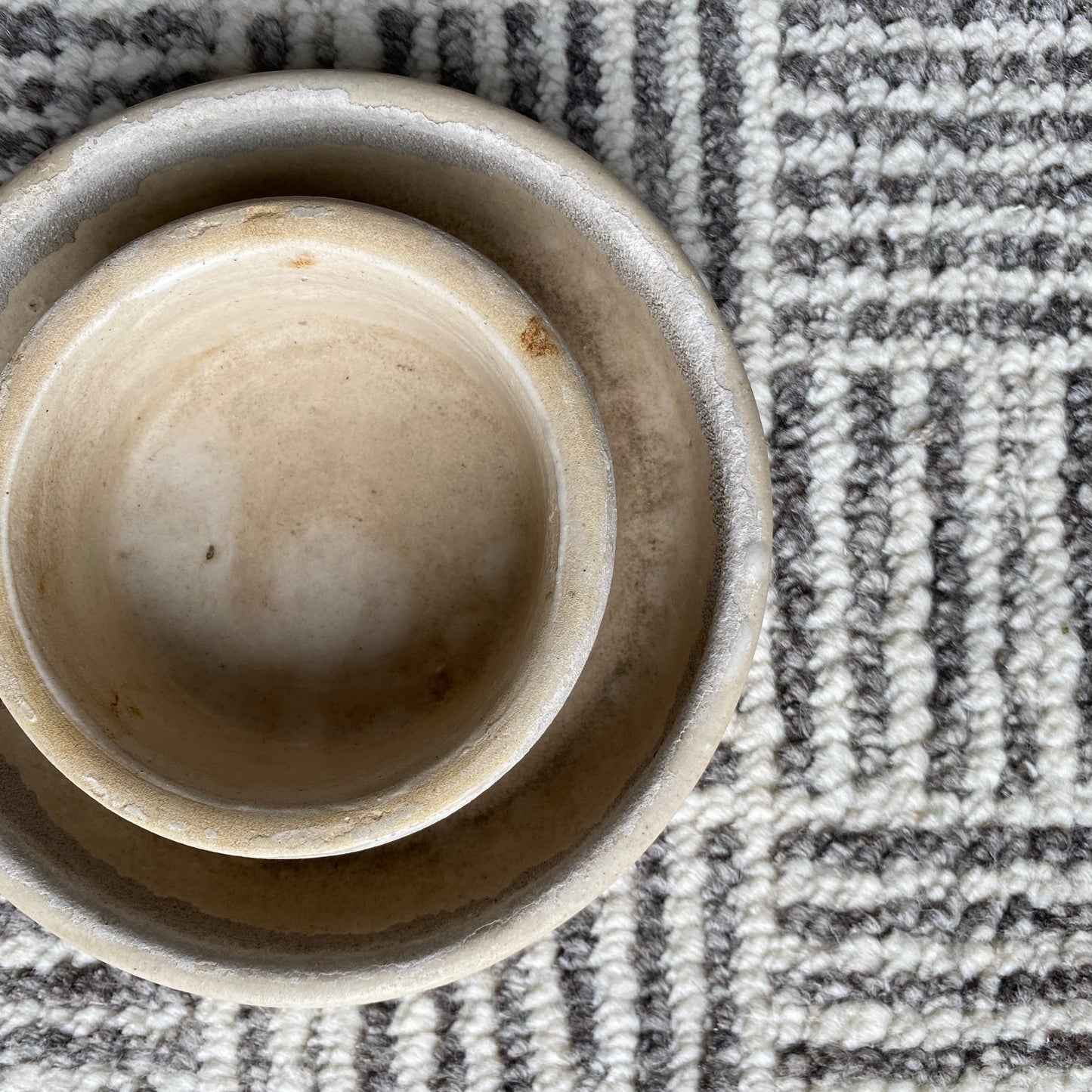 Beige Double Bowl Ceramic Dish