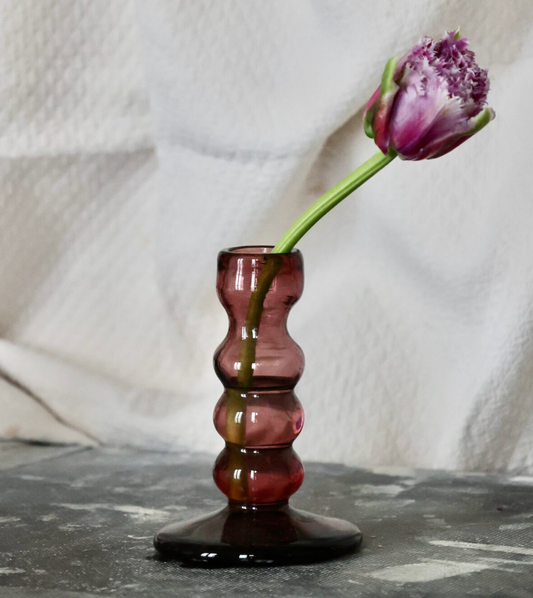 Blown Glass Candle Holder - Framboise