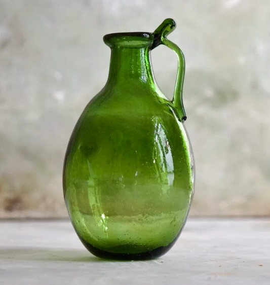 Blown Glass Bottle - Olive