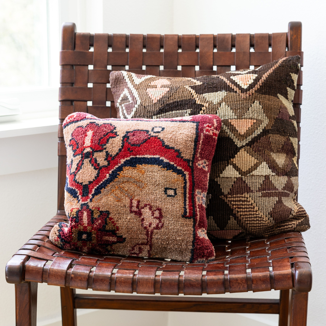 Authentic Square Kilim Pillowcase + Fill