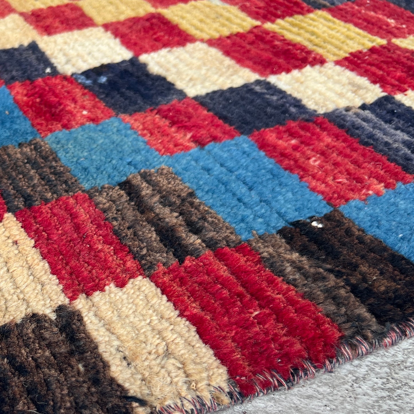 Checkered Vintage Turkish Rug