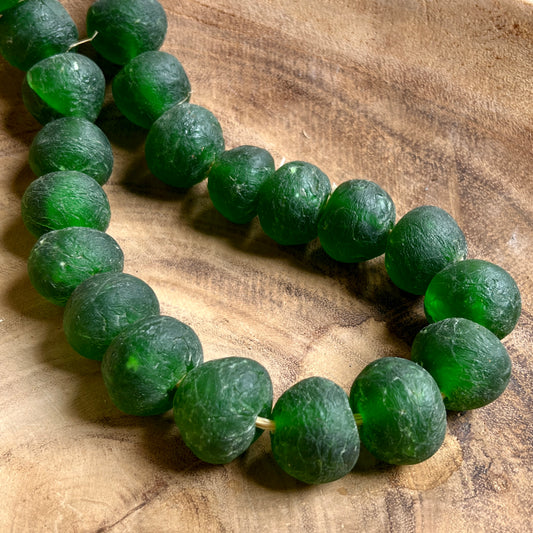 African Handmade Glass Beads in Green