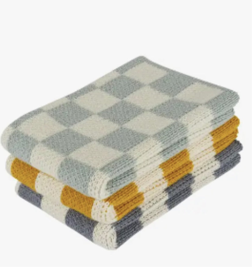 Reusable & Eco-Friendly Cotton Knit Dishcloths - Check