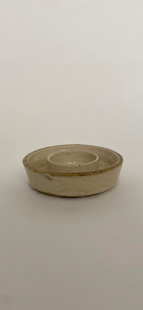 Beige Double Bowl Ceramic Dish