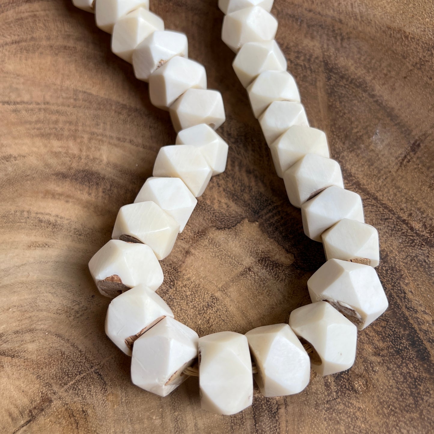 Authentic African Bone Decorative Beads- Faceted