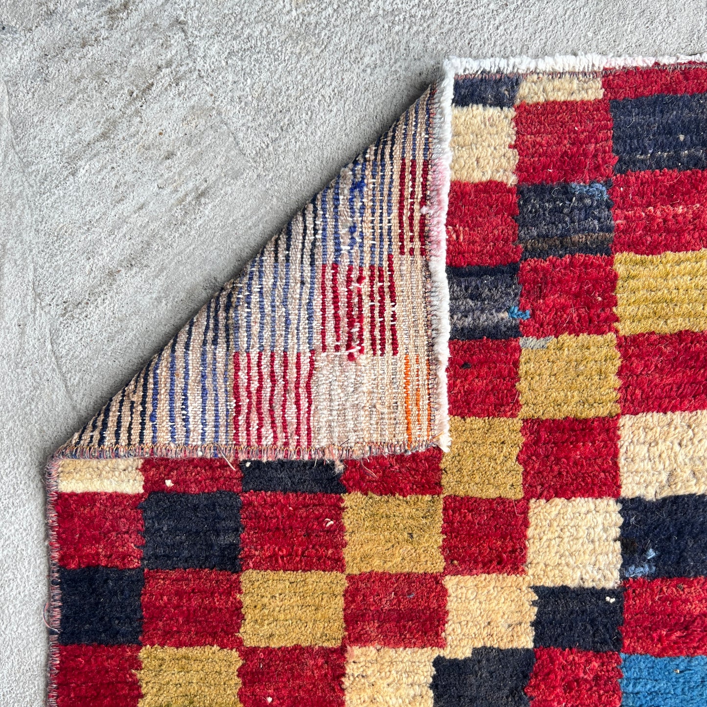 Checkered Vintage Turkish Rug