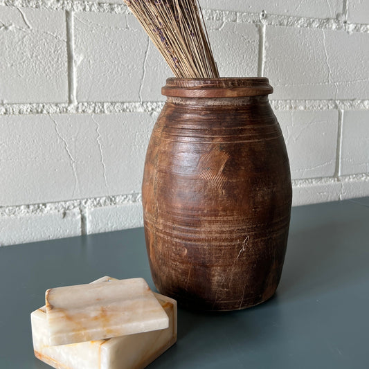 Carved Wood Pot