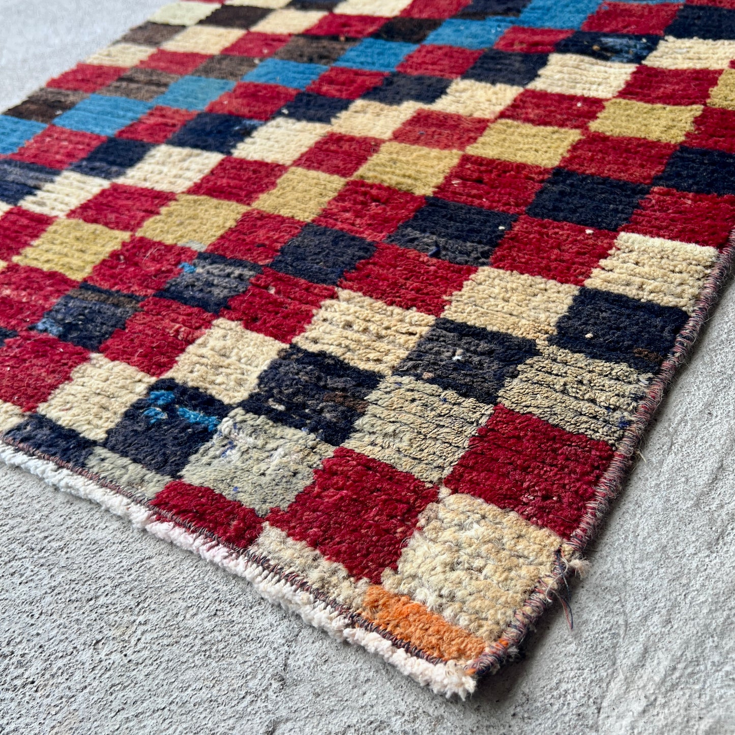 Checkered Vintage Turkish Rug