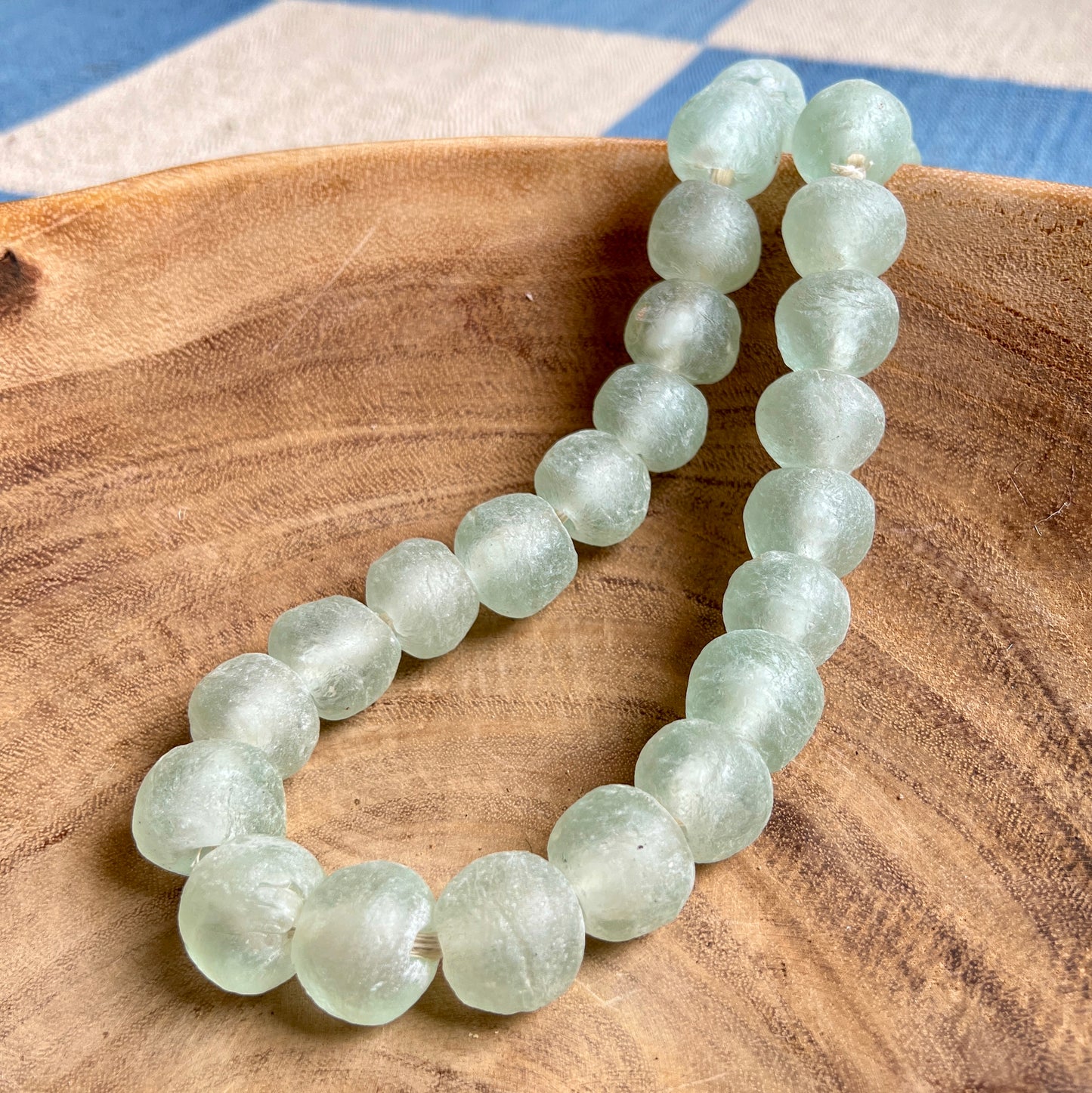 African Handmade Glass Beads in Seafoam