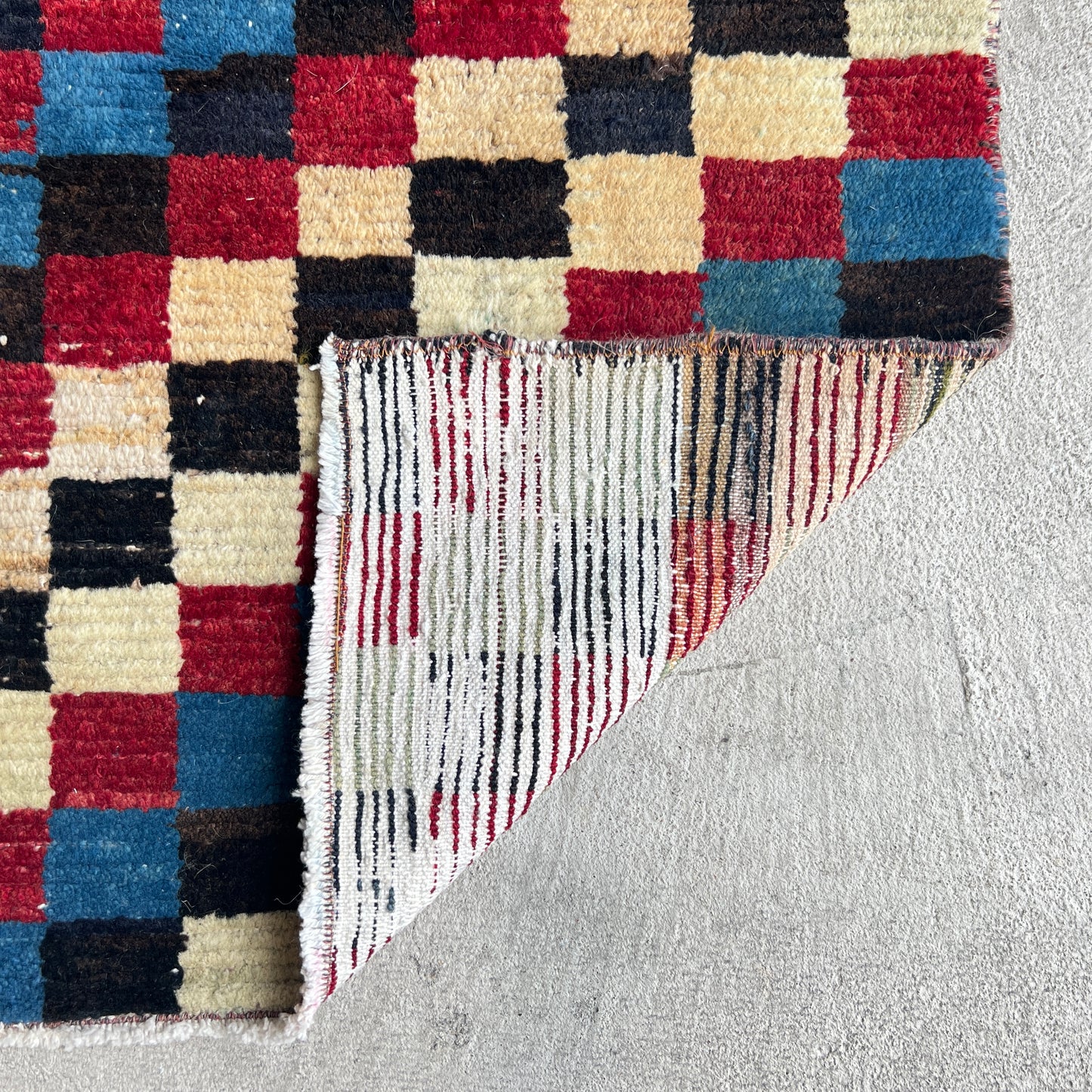 Checkered Vintage Turkish Rug