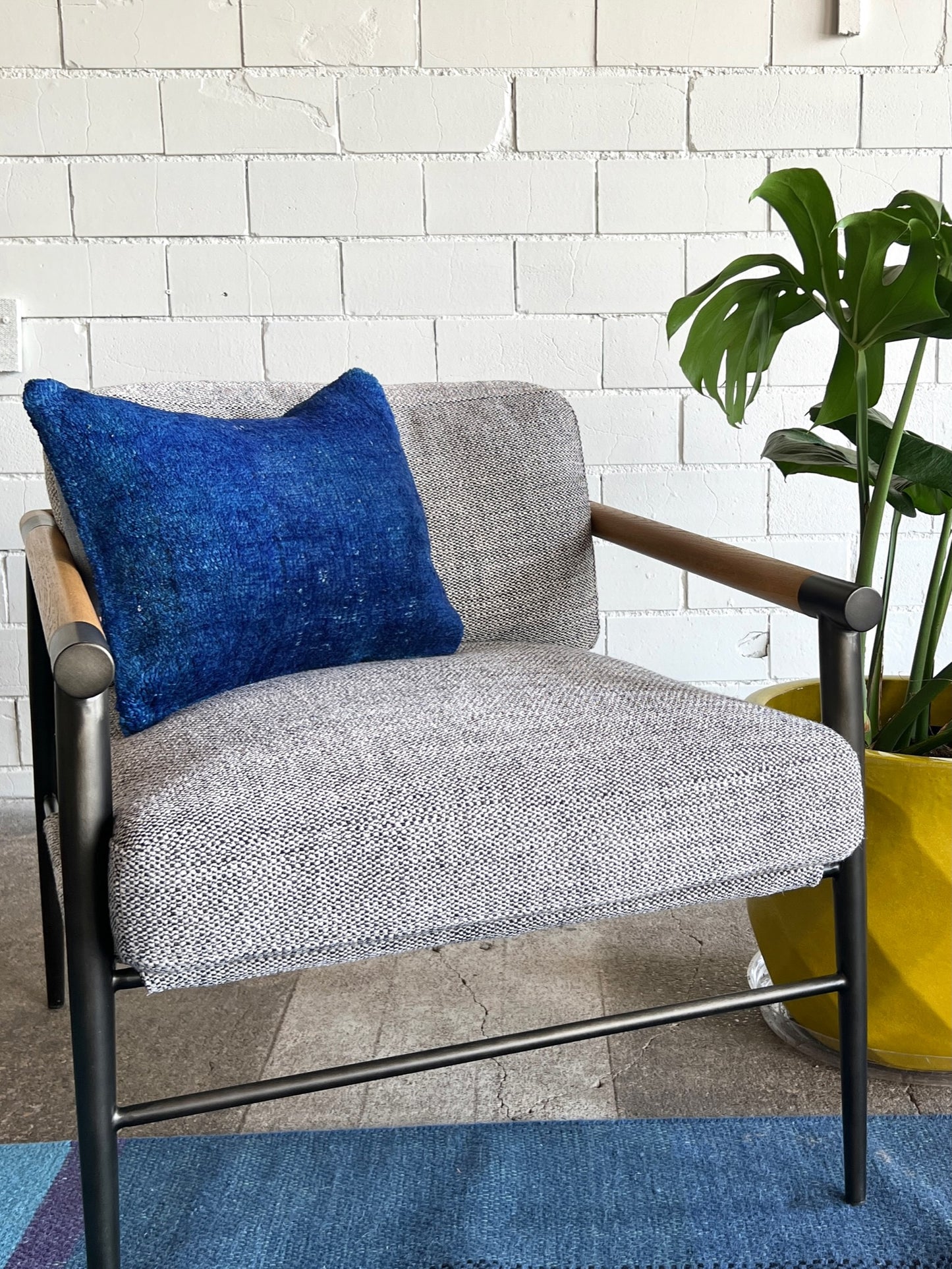 Blue Overdyed Vintage Kilim Pillow