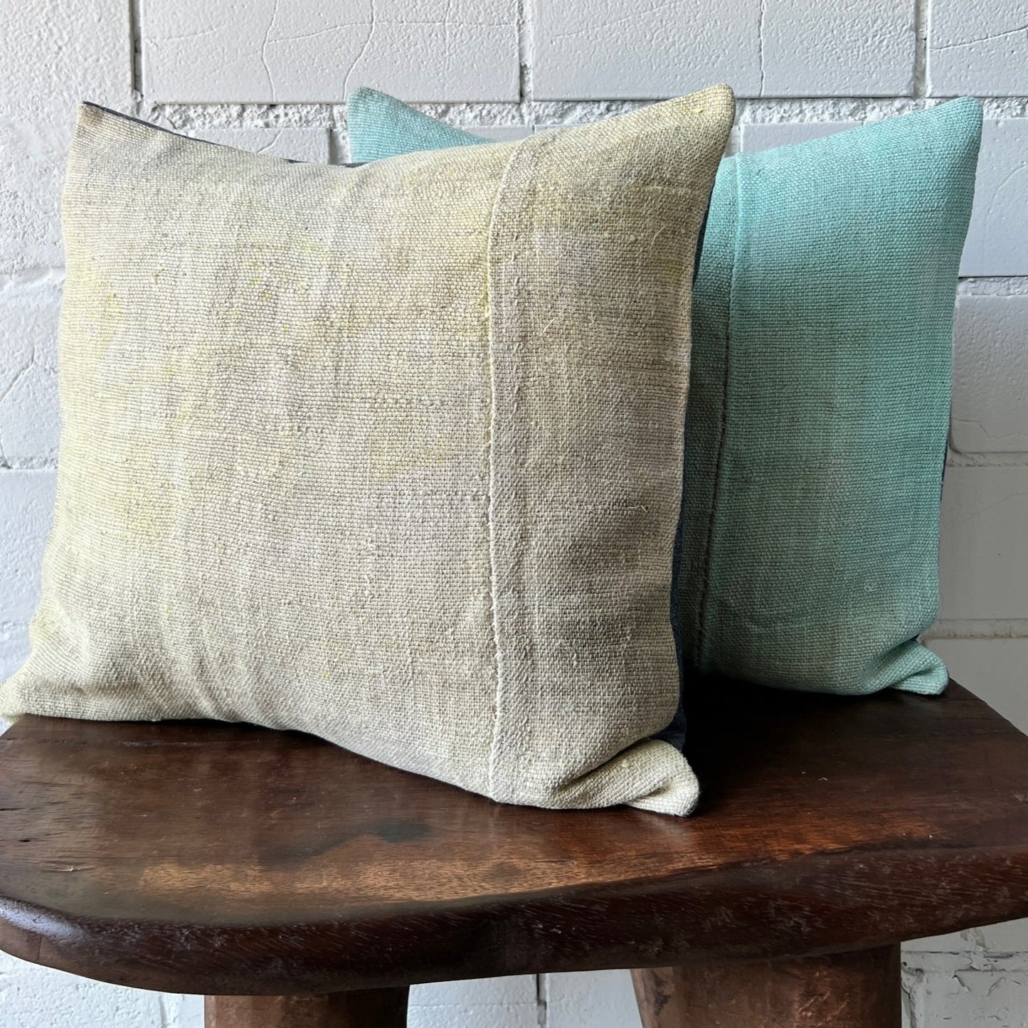 Plant Dyed Turkish Hemp Pillow in Lemon