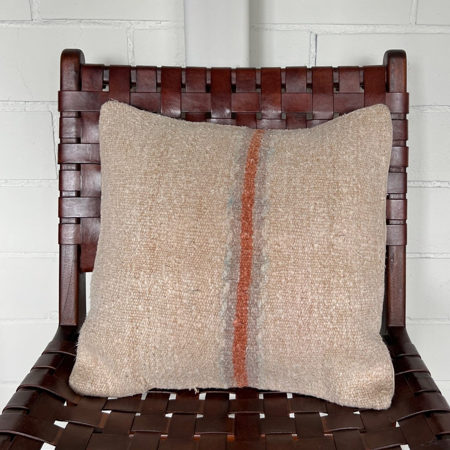 Neutral Race-Striped Vintage Kilim Pillow Cover