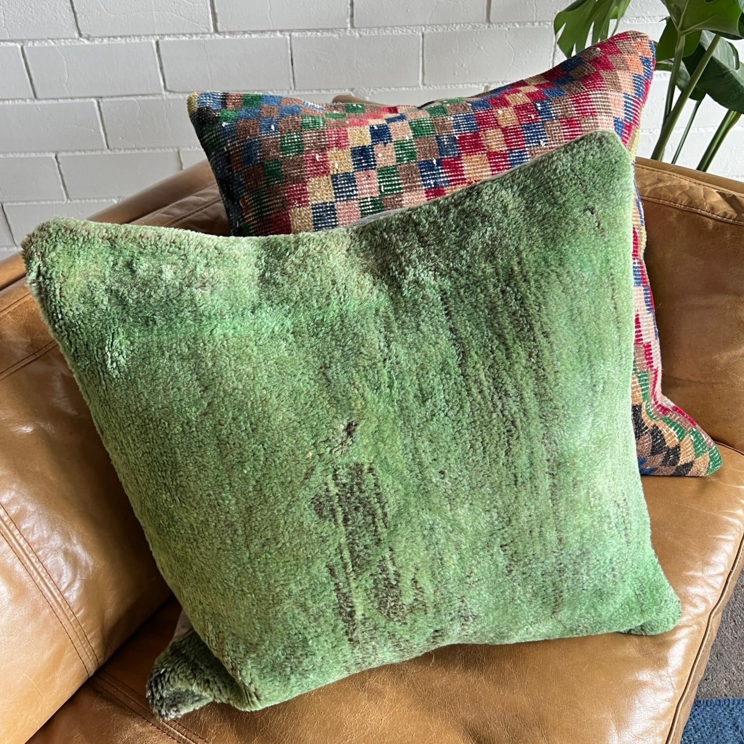 Green Overdyed Vintage Kilim Pillow