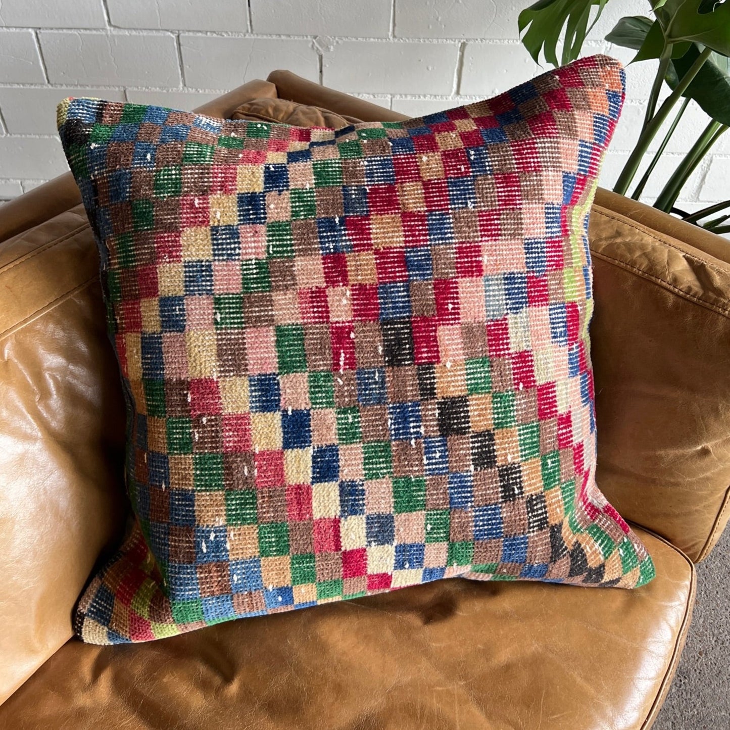 Checkered Vintage Kilim Pillow